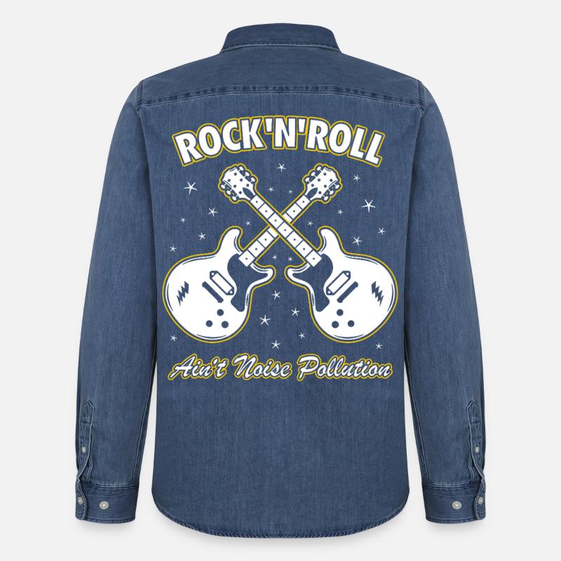 Rock 'n' Roll ist keine Lärmbelastung - Männer Jeanshemd Organic von Stanley/Stella - verwaschenes Mittelblau