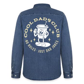 Cool Dads Club Vatertag Vater Geschenk - Männer Jeanshemd Organic von Stanley/Stella - verwaschenes Mittelblau  - Hinten - AI Model Male 185 light (185cm)