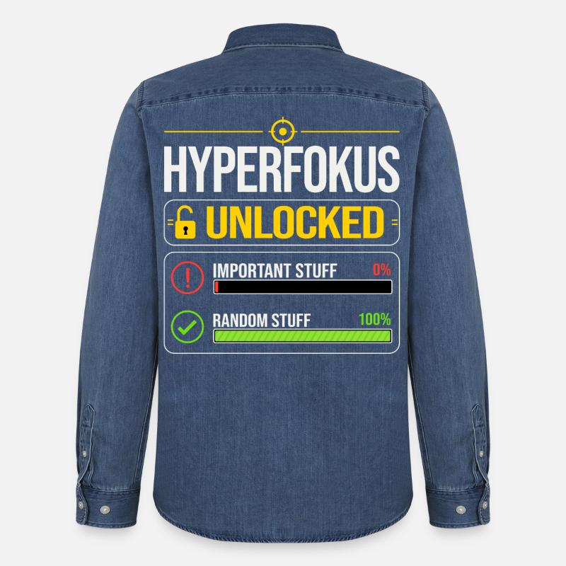 Hyperfokus Unlocked Gaming ADHS  - Männer Jeanshemd Organic von Stanley/Stella - verwaschenes Mittelblau 