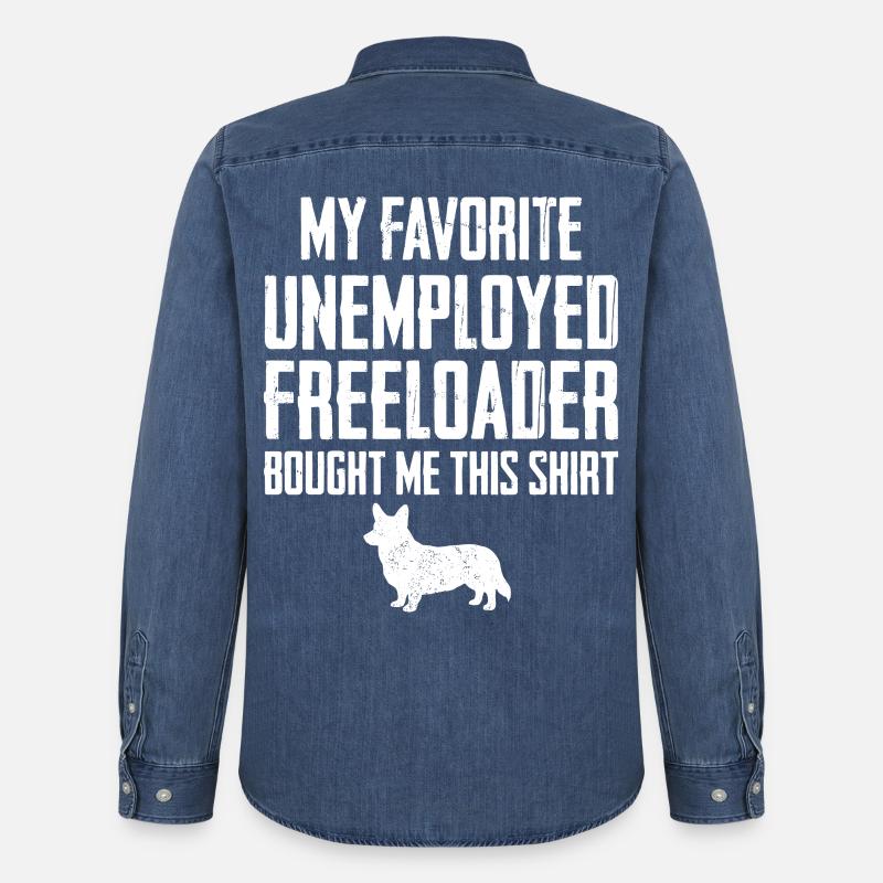 Lustiger Corgi-Schmarotzer - Männer Jeanshemd Organic von Stanley/Stella - verwaschenes Mittelblau 