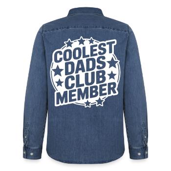 Super Papa Club - Men’s Organic Denim Shirt by Stanley/Stella - mid washy  - Back - AI Model Male 185 light (185cm)