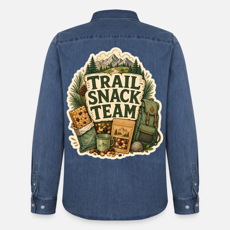 TRAIL SNACK TEAM Snacks - Männer Jeanshemd Organic von Stanley/Stella - verwaschenes Mittelblau