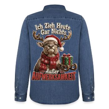 Ich zieh heute gar nichts - Männer Jeanshemd Organic von Stanley/Stella - verwaschenes Mittelblau  - Hinten - AI Model Male 185 light (185cm)