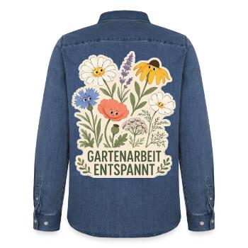 Gartenarbeit entspannt - Männer Jeanshemd Organic von Stanley/Stella - verwaschenes Mittelblau  - Hinten - AI Model Male 185 light (185cm)