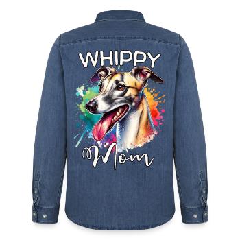 Windhund Mama - Männer Jeanshemd Organic von Stanley/Stella - verwaschenes Mittelblau  - Hinten - AI Model Male 185 light (185cm)