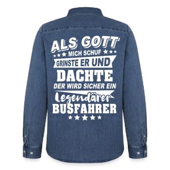 Busfahrer - Männer Jeanshemd Organic von Stanley/Stella - verwaschenes Mittelblau  - Hinten - AI Model Male 185 light (185cm)