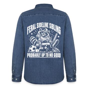 Feral Sideline Sibling  - Männer Jeanshemd Organic von Stanley/Stella - verwaschenes Mittelblau  - Hinten - AI Model Male 185 light (185cm)