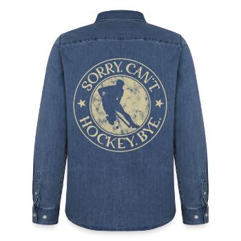 Sorry Kann Nicht Habe Hockey Feldhockey Herren - Männer Jeanshemd Organic von Stanley/Stella - verwaschenes Mittelblau  - Hinten - AI Model Male 185 light (185cm)
