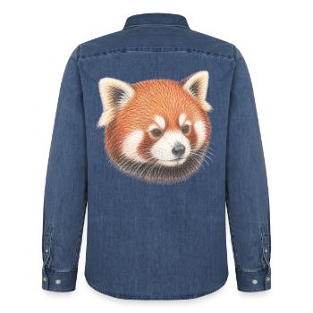 Kopfporträt des roten Pandas - Männer Jeanshemd Organic von Stanley/Stella - verwaschenes Mittelblau  - Hinten - AI Model Male 185 light (185cm)