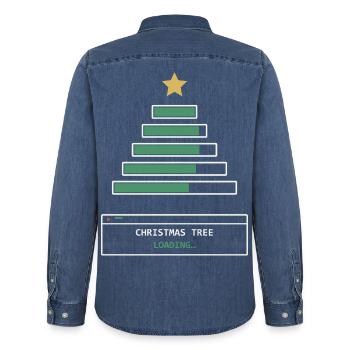 Christmas Tree Loading - Männer Jeanshemd Organic von Stanley/Stella - verwaschenes Mittelblau  - Hinten - AI Model Male 185 light (185cm)
