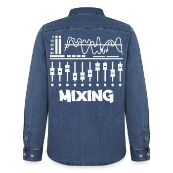 Mixing Studio Vibes - Männer Jeanshemd Organic von Stanley/Stella - verwaschenes Mittelblau  - Hinten - AI Model Male 185 light (185cm)
