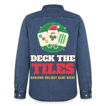 Deck die Steine – lustiges Mahjong-Weihnachtsspiel - Männer Jeanshemd Organic von Stanley/Stella - verwaschenes Mittelblau  - Hinten - AI Model Male 185 light (185cm)