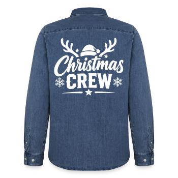 Christmas Crew Rentier - Männer Jeanshemd Organic von Stanley/Stella - verwaschenes Mittelblau  - Hinten - AI Model Male 185 light (185cm)