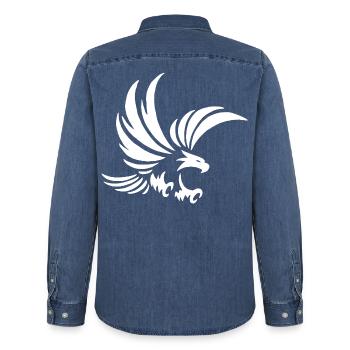 Weißer Totemadler - Männer Jeanshemd Organic von Stanley/Stella - verwaschenes Mittelblau  - Hinten - AI Model Male 185 light (185cm)