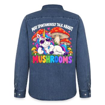 Cute Unicorn Mushroom Lovers - Männer Jeanshemd Organic von Stanley/Stella - verwaschenes Mittelblau  - Hinten - AI Model Male 185 light (185cm)