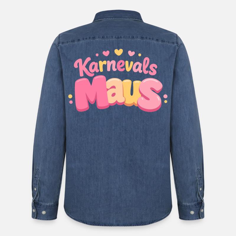 Karnevalsmaus Kölsche Mädsche – Karneval Köln - Männer Jeanshemd Organic von Stanley/Stella - verwaschenes Mittelblau 