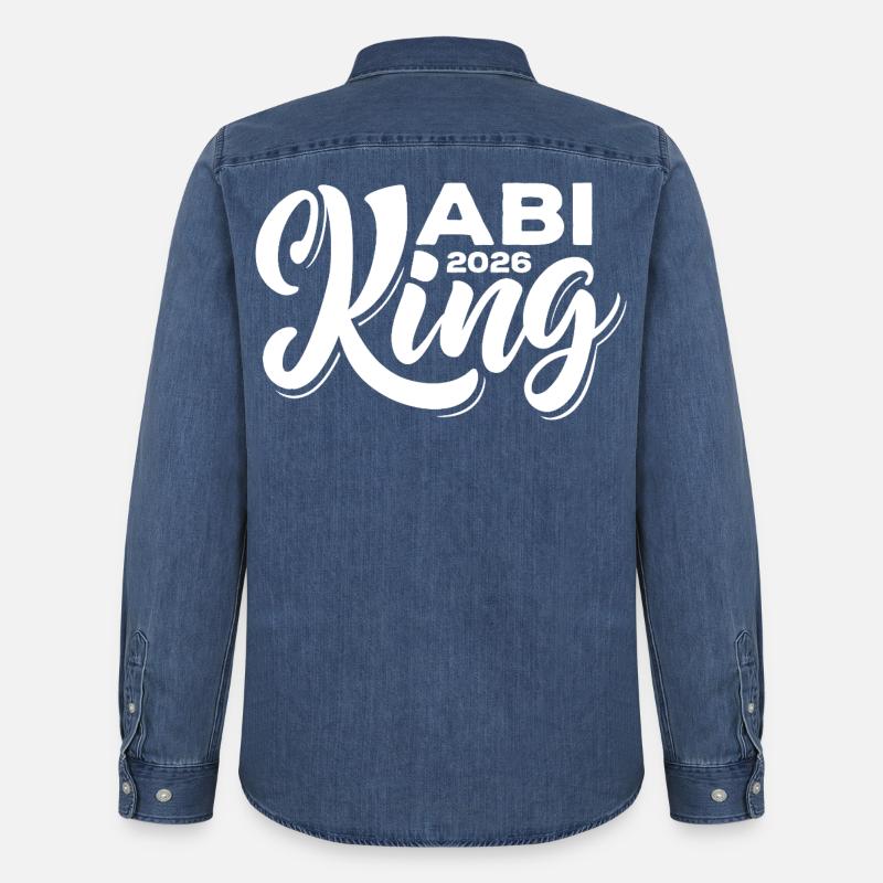 Abi King 2026 - Abitur - Spruch - Camicia in denim uomo bio di Stanley/Stella - blu medio slavato 