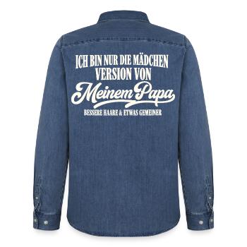 Mädchen Version Von Meinem Papa - Männer Jeanshemd Organic von Stanley/Stella - verwaschenes Mittelblau  - Hinten - AI Model Male 185 light (185cm)