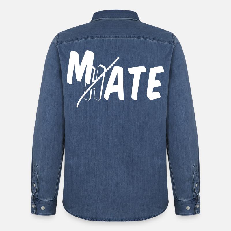 Mate - don’t hate - Männer Jeanshemd Organic von Stanley/Stella - verwaschenes Mittelblau