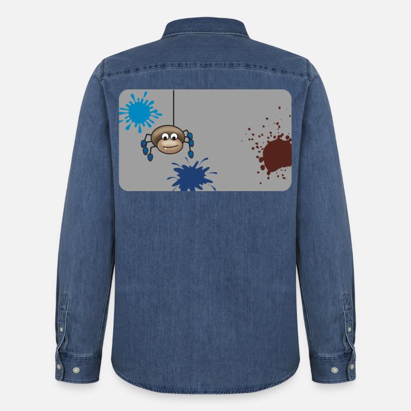 Farbklecks Monster Spinne grau - Männer Jeanshemd Organic von Stanley/Stella - verwaschenes Mittelblau 