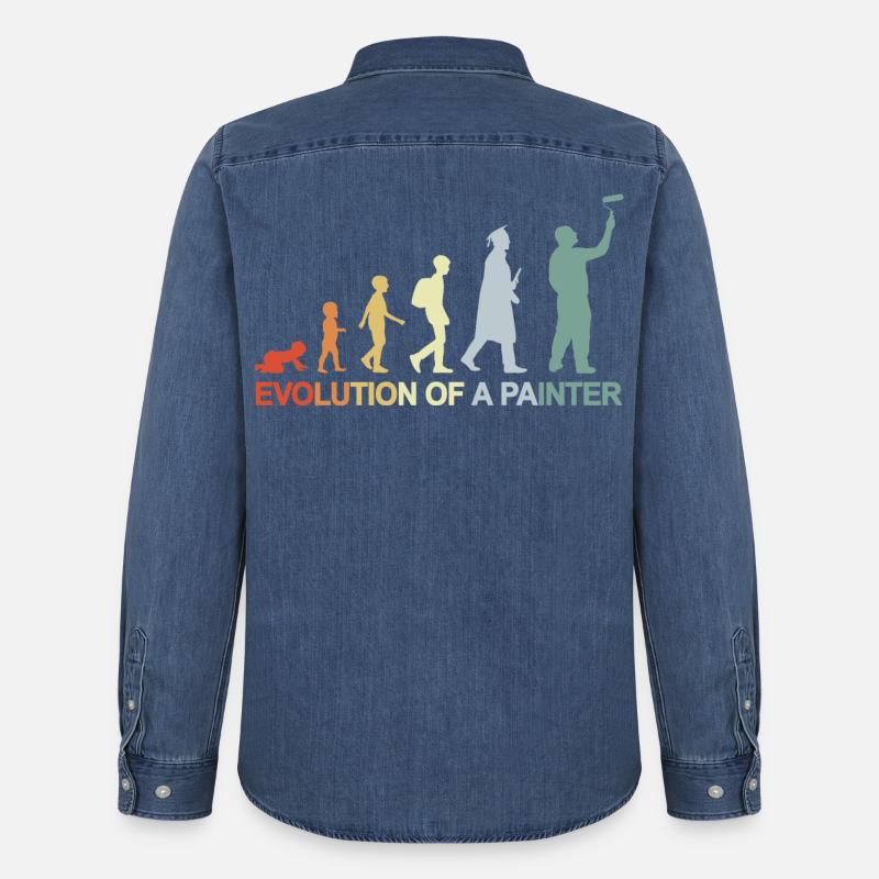 Maler Lackierer Evolution - Männer Jeanshemd Organic von Stanley/Stella - verwaschenes Mittelblau 