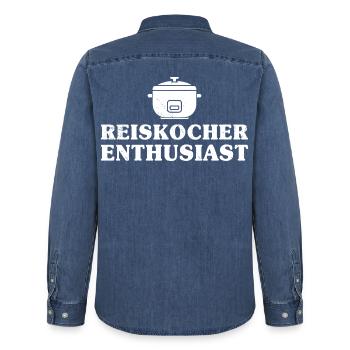 Cuisson du cuiseur à riz DIVERTISSEMENT PASSIONNÉ - Chemise en denim homme bio Stanley/Stella - bleu moyen délavé  - Dos - AI Model Male 185 light (185cm)