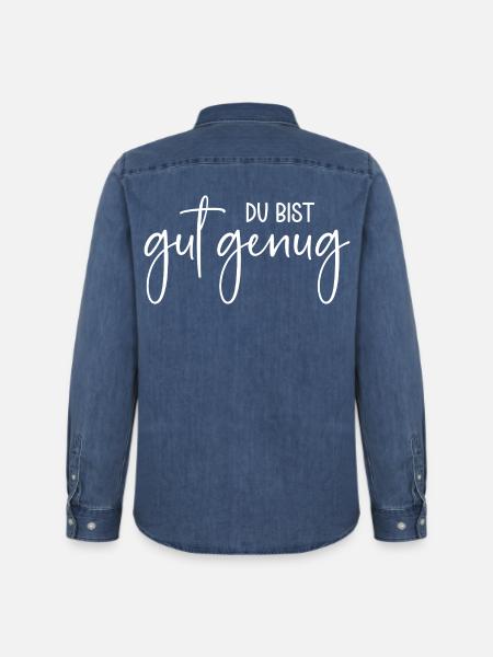 Du bist gut genug - Männer Jeanshemd Organic von Stanley/Stella - verwaschenes Mittelblau 