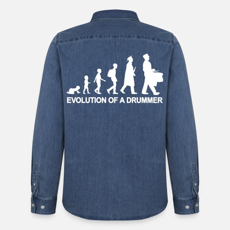 Trommler Evolution - Männer Jeanshemd Organic von Stanley/Stella - verwaschenes Mittelblau 
