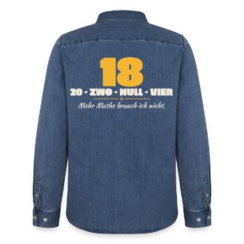 Skat Reizen 18 20 Zwo Null Vier Skatspieler Spruch - Männer Jeanshemd Organic von Stanley/Stella - verwaschenes Mittelblau  - Hinten - AI Model Male 185 light (185cm)