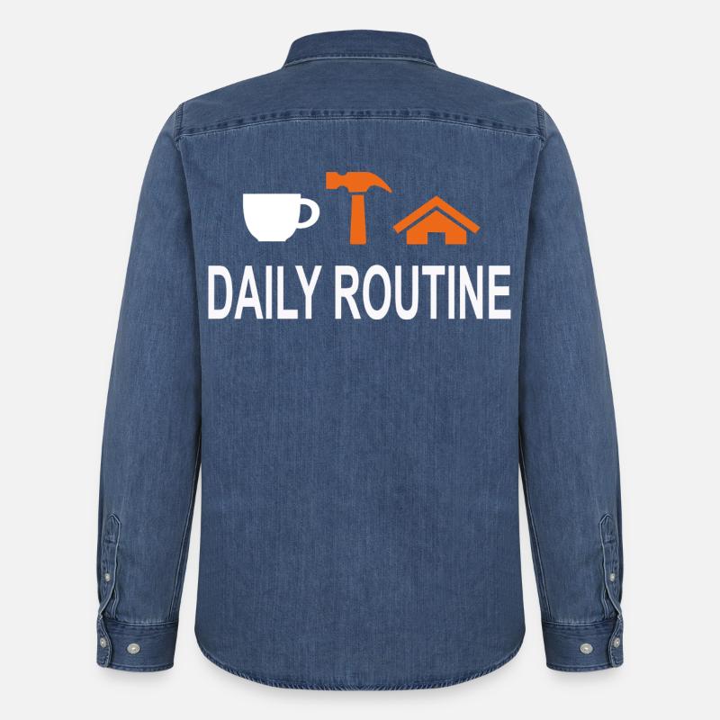 TäglicheRoutine, Daily Routine, Arbeit kann warten - Männer Jeanshemd Organic von Stanley/Stella - verwaschenes Mittelblau 