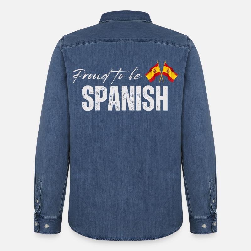 Stolzer Spanier, ich liebe Spanien - Männer Jeanshemd Organic von Stanley/Stella - verwaschenes Mittelblau 
