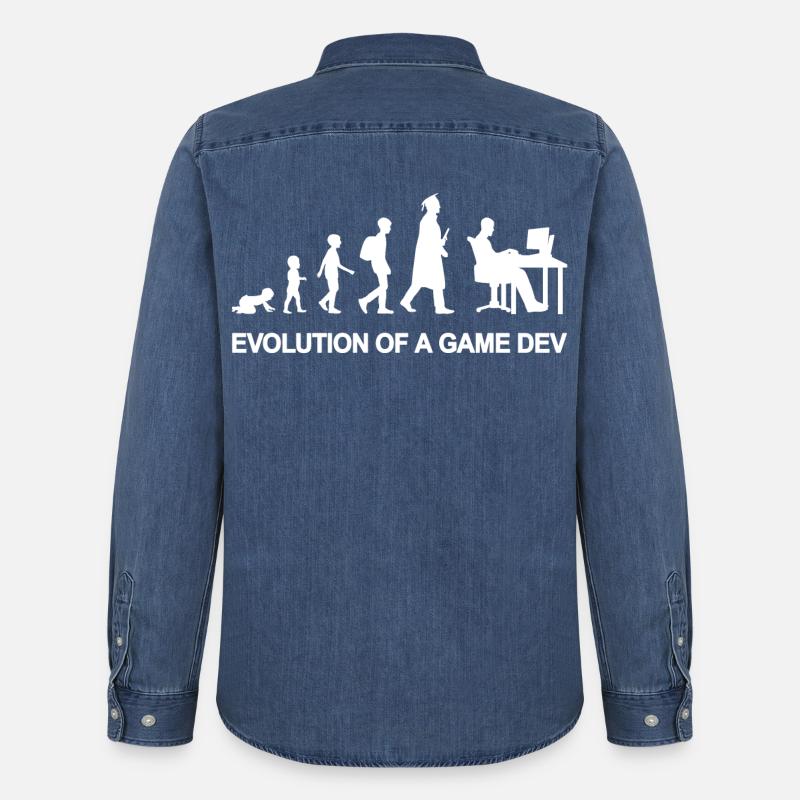 Game Developer Evolution - Männer Jeanshemd Organic von Stanley/Stella - verwaschenes Mittelblau 
