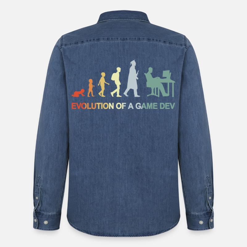 Game Dev Evolution - Männer Jeanshemd Organic von Stanley/Stella - verwaschenes Mittelblau 