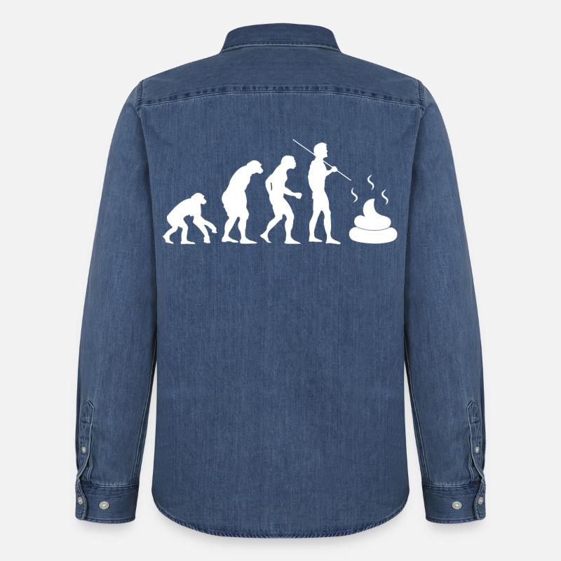Darmevolution - Männer Jeanshemd Organic von Stanley/Stella - verwaschenes Mittelblau 