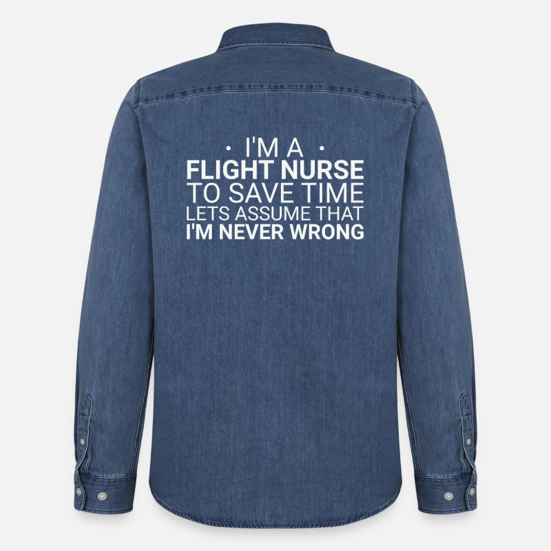 Flight Nurse Never Wrong Luftrettung - Männer Jeanshemd Organic von Stanley/Stella - verwaschenes Mittelblau 