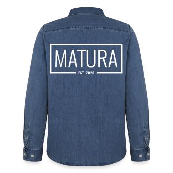Matura Est. 2026 - Männer Jeanshemd Organic von Stanley/Stella - verwaschenes Mittelblau  - Hinten - AI Model Male 185 light (185cm)