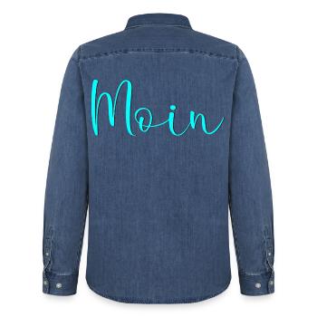 MOIN - Männer Jeanshemd Organic von Stanley/Stella - verwaschenes Mittelblau  - Hinten - AI Model Male 185 light (185cm)