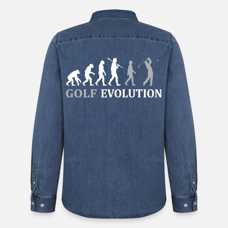 Golf Evolution – Das perfekte Golfer Geschenk - Männer Jeanshemd Organic von Stanley/Stella - verwaschenes Mittelblau