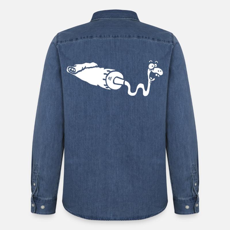 Gouache oder weiße Schlange? - Männer Jeanshemd Organic von Stanley/Stella - verwaschenes Mittelblau 