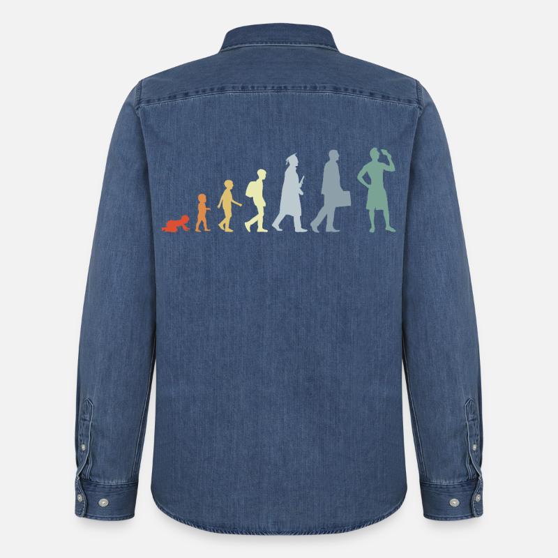Evolution Eiscreme Liebhaber - Männer Jeanshemd Organic von Stanley/Stella - verwaschenes Mittelblau 