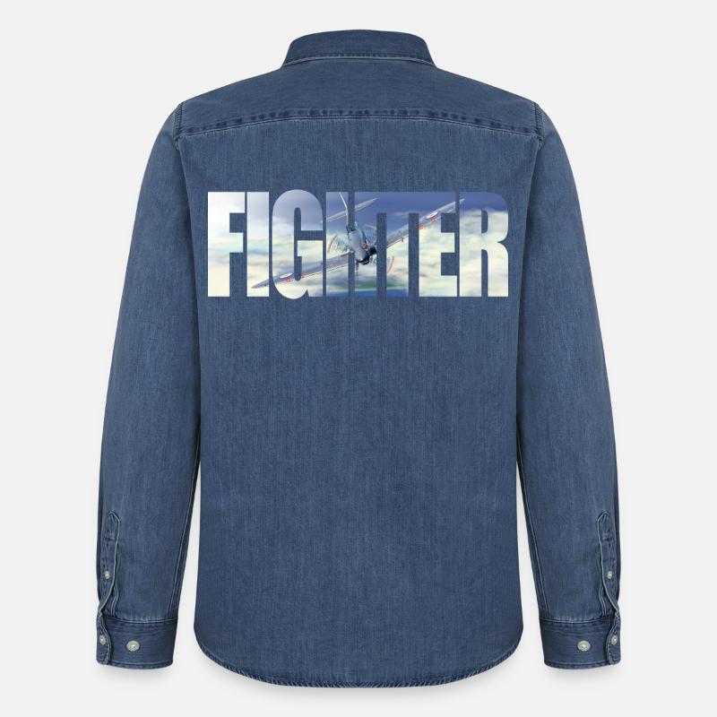 Fighter Spitfire - Männer Jeanshemd Organic von Stanley/Stella - verwaschenes Mittelblau 