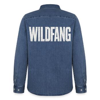 Wildfang - Männer Jeanshemd Organic von Stanley/Stella - verwaschenes Mittelblau  - Hinten - AI Model Male 185 light (185cm)