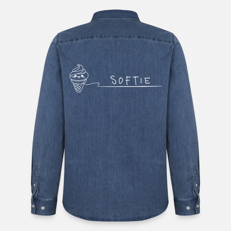Softie. Softeis Liebe Minimal Oneline - Männer Jeanshemd Organic von Stanley/Stella - verwaschenes Mittelblau 