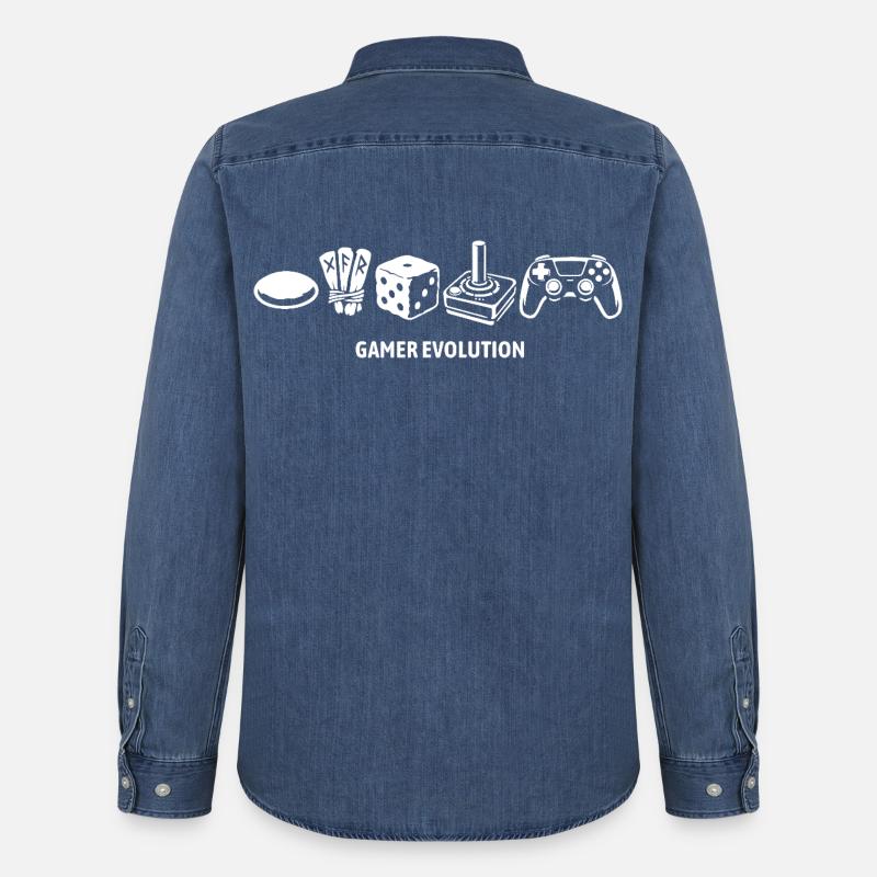 Controller Evolution | Gamer - Männer Jeanshemd Organic von Stanley/Stella - verwaschenes Mittelblau 