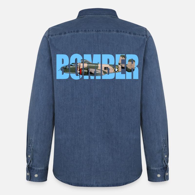 Bomber B-25 Mitchell - Männer Jeanshemd Organic von Stanley/Stella - verwaschenes Mittelblau 