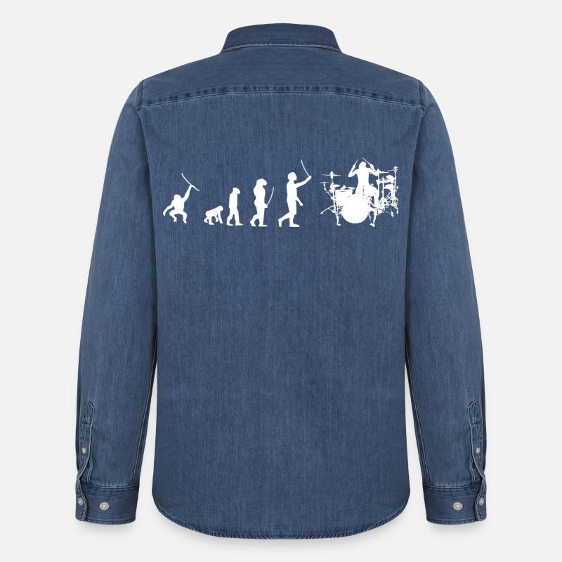 Evolution Drummer - Männer Jeanshemd Organic von Stanley/Stella - verwaschenes Mittelblau 