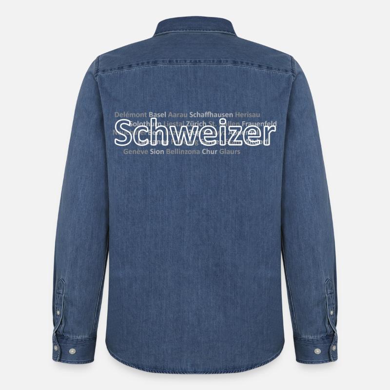 Schweizer Städte Schweizer - Männer Jeanshemd Organic von Stanley/Stella - verwaschenes Mittelblau 