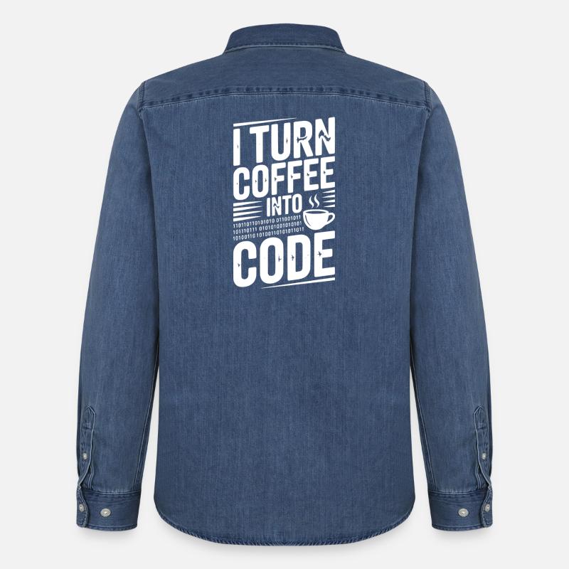 Ich verwandle Kaffee in Code - Männer Jeanshemd Organic von Stanley/Stella - verwaschenes Mittelblau
