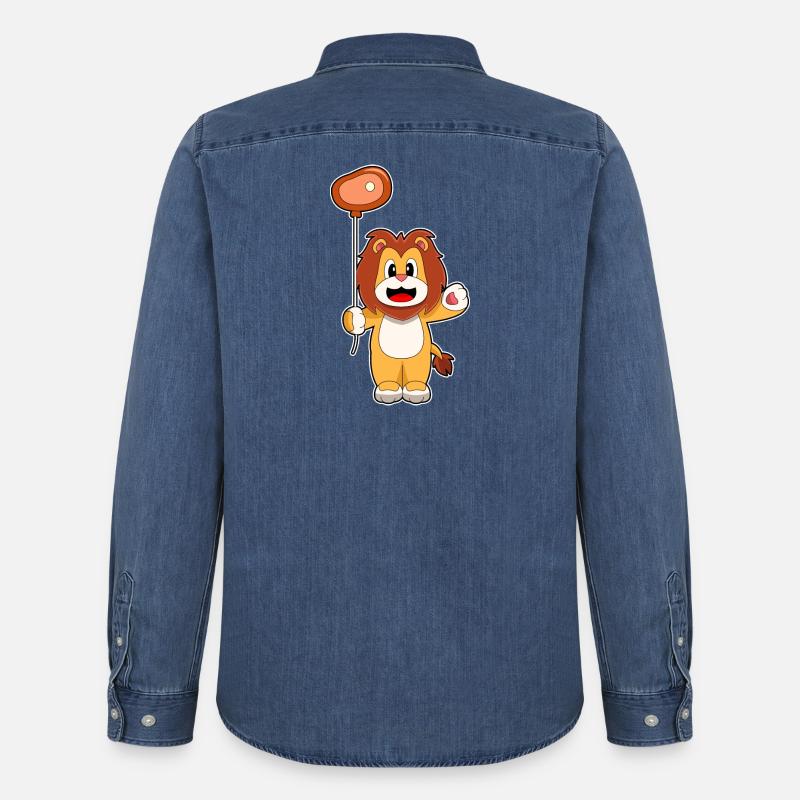 Löwe Luftballon Fleisch - Männer Jeanshemd Organic von Stanley/Stella - verwaschenes Mittelblau 