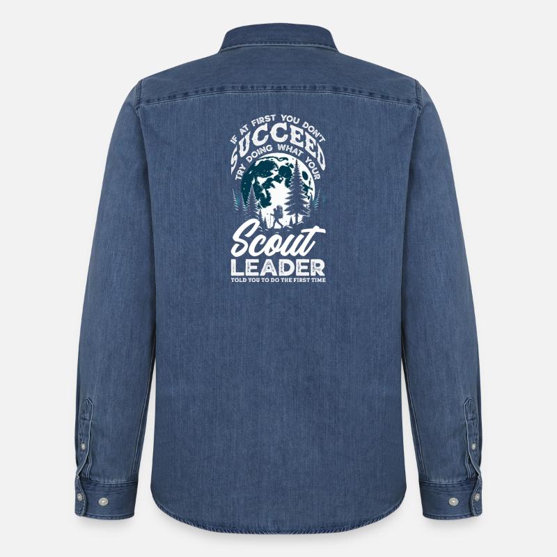 Scouting Truppführer Waldlager - Männer Jeanshemd Organic von Stanley/Stella - verwaschenes Mittelblau 